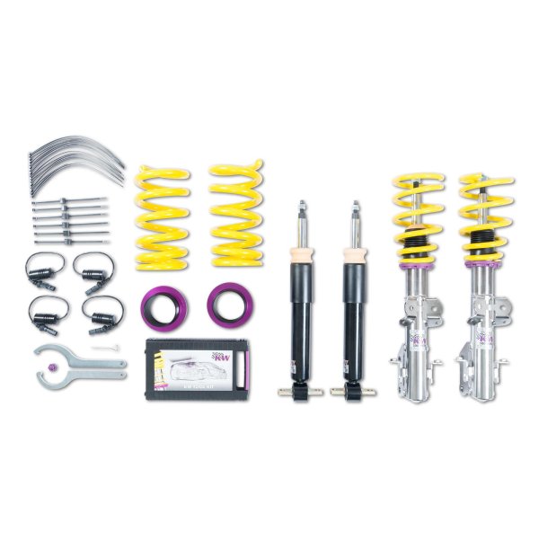 KW Gewindefahrwerk V1 inox (inkl. Stilllegung f. elektr. Dämpfer) passend für FORD USA MUSTANG Coupe (LAE) 02/2014- 2.3 EcoBoost