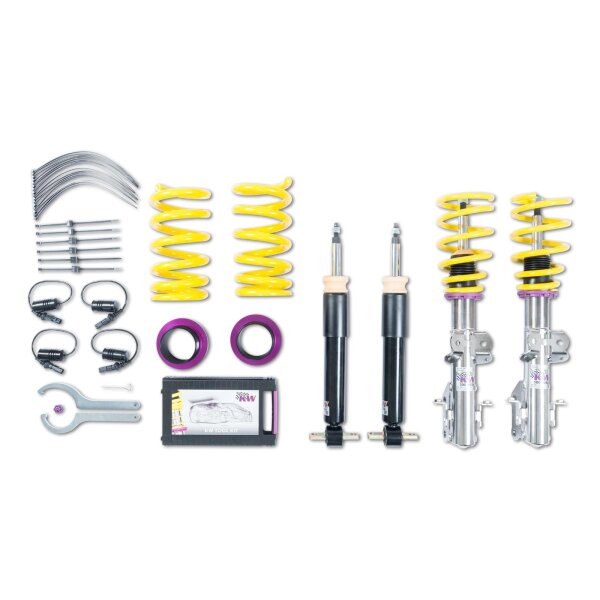 KW Gewindefahrwerk V1 inox (inkl. Stilllegung f. elektr. Dämpfer) passend für FORD USA MUSTANG Convertible (LAE) 02/2014- 5.0 V8