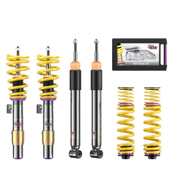 KW Gewindefahrwerk V3 inox (ohne Stilllegung f. elektrische Dämpfer) passend für BMW 3er Coupe (E92) 390X, 392C, 3C, M-V, M3, M3 GTS, M390 01/2005-12/2013 M3