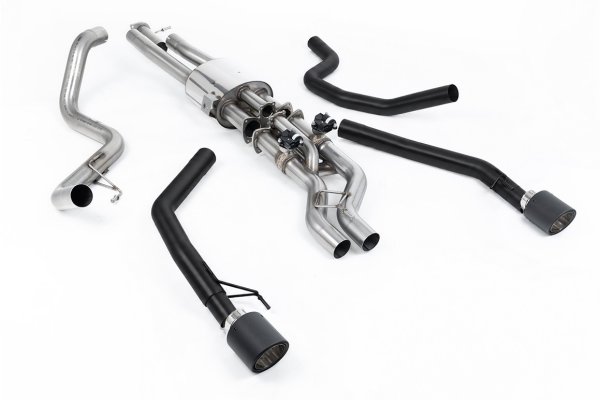 Milltek Sport Abgasanlage passend für Ford Raptor Range 3.0 V6 Twin Turbo - Carbon Endrohre, Schwarze Verbindungsrohre