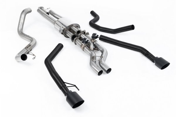 Milltek Sport Abgasanlage passend für Ford Raptor Range 3.0 V6 Twin Turbo - schwarze Endrohre, schwarze Verbindungsrohre